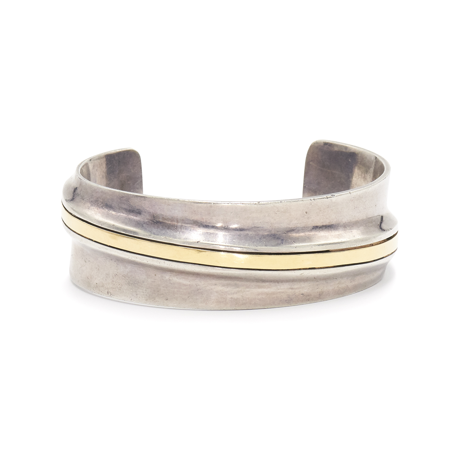 Sterling Silver and 18K Yellow Gold Cuff Bracelet by Cartier, Serial FL32646