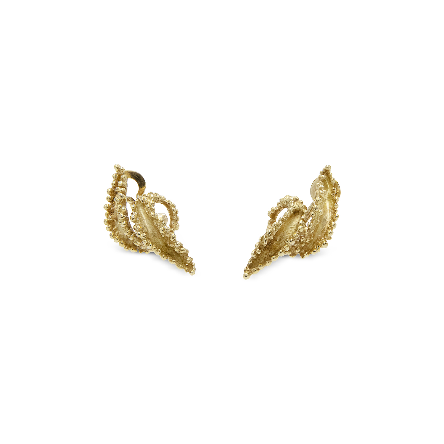 18K Yellow Gold Textured Flame Earrings, Serial FL42787