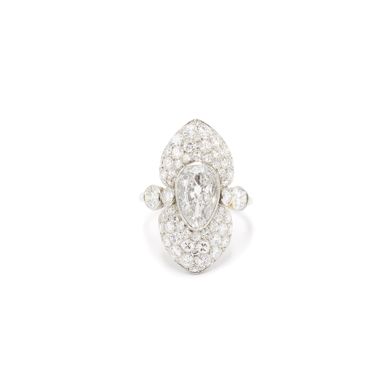Art Deco Antique Pear Shape Diamond Ring by Cartier Style F-40424-FL-0-0