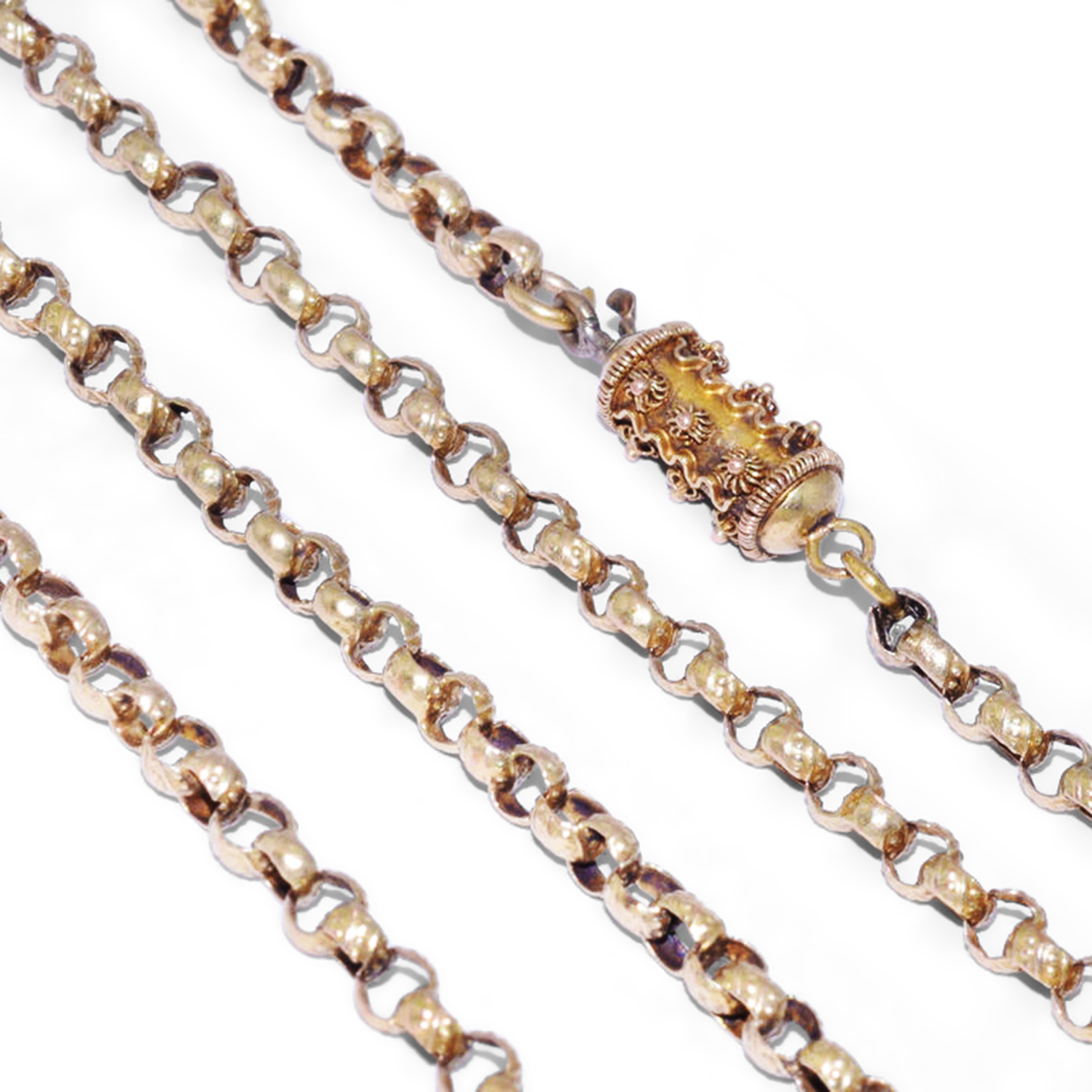 Georgian 18K Yellow Gold Textured Belcher Link Chain, Serial FL42290