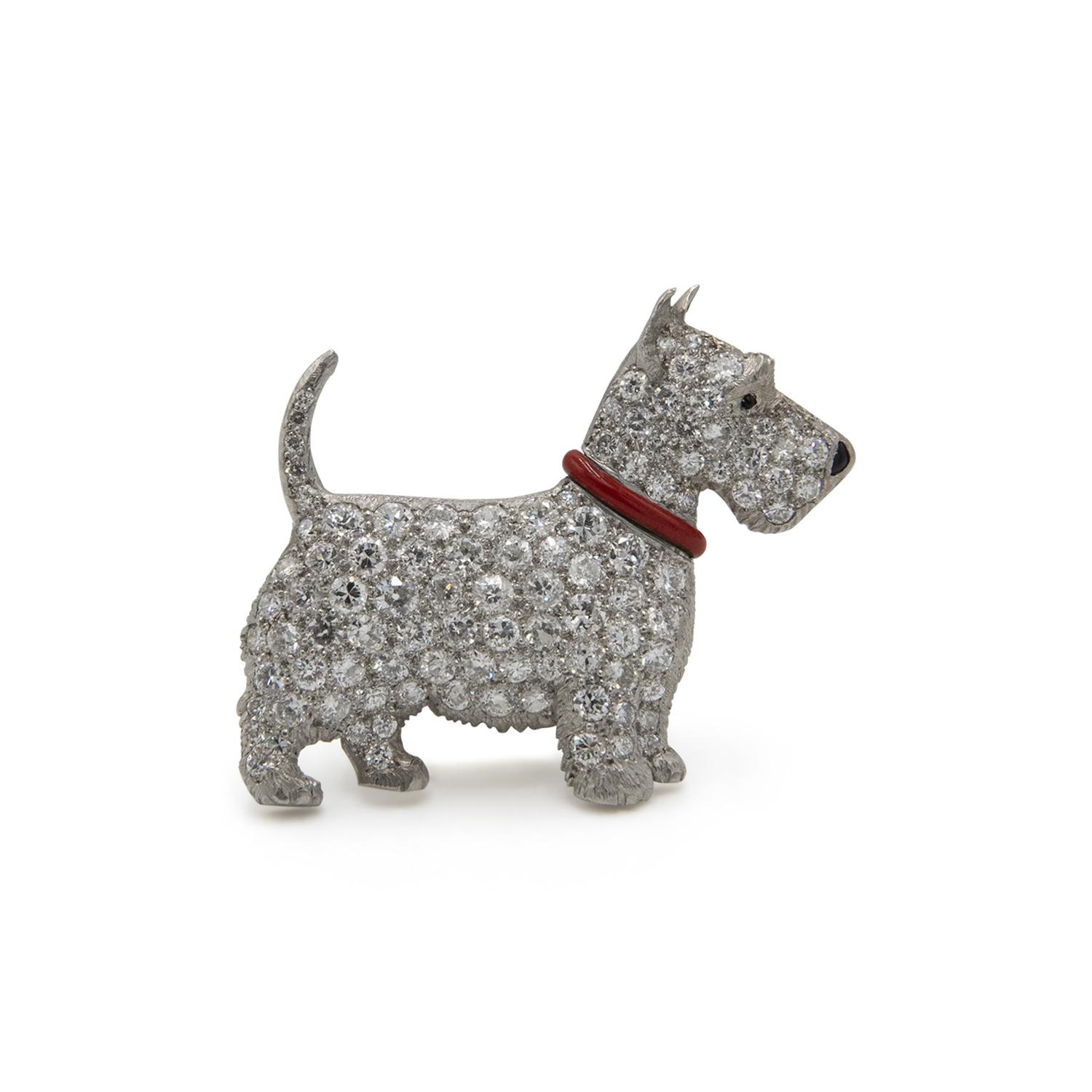 Platinum Diamond West Highland Terrier Dog Brooch, Style FL41260