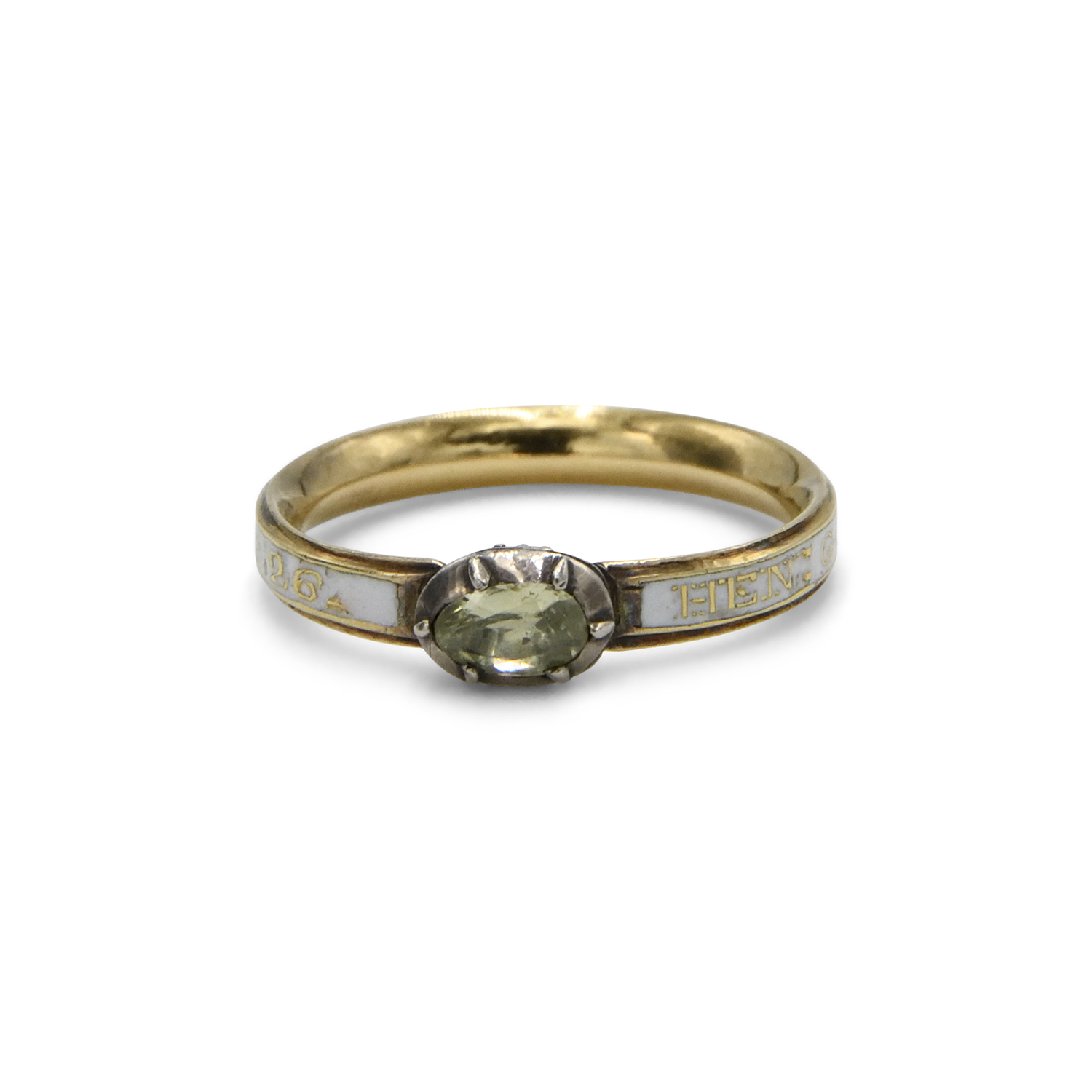 Georgian Diamond Enamel Mourning Ring, Style FL30141